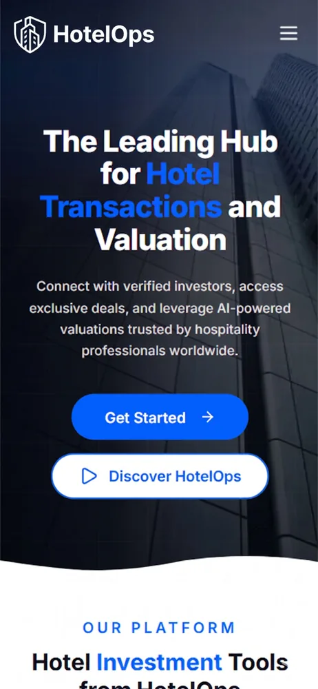 HotelOps website screenshot